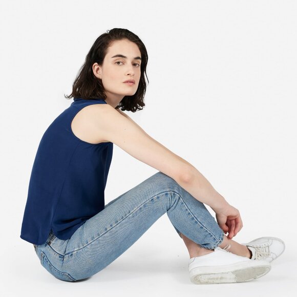 Everlane The Silk Shell Blue Base - Size 00 - Picture 1 of 4